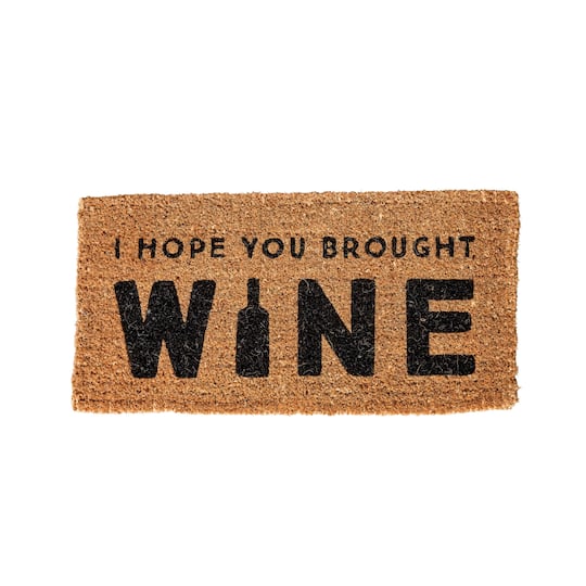 I Hope You Brought Wine Rectangle Natural Coir Doormat